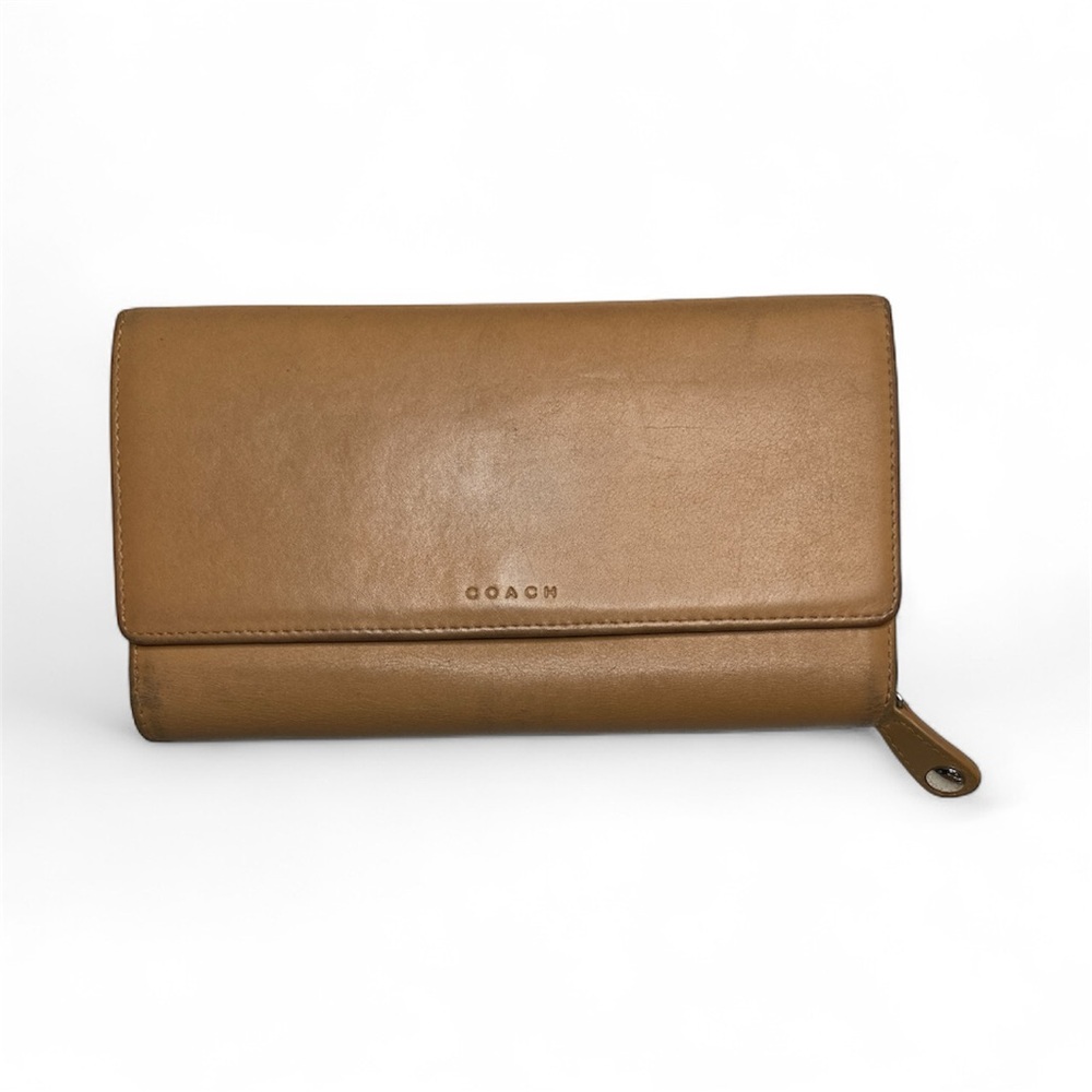 Vintage Coach Tan Leather Large Tri-Fold Wallet